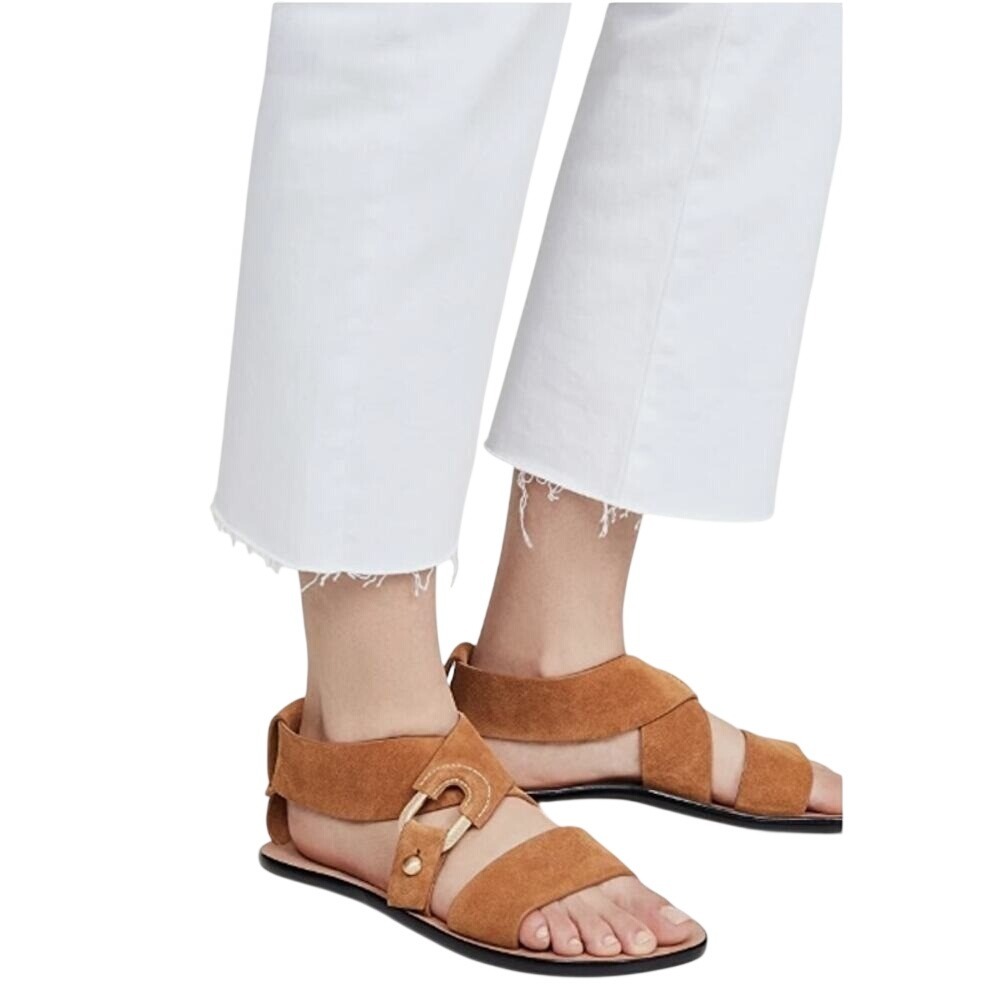 Rag & Bone Suede Flat Sandals Womens 39 US 8.5 Brown Crossover Ankle Strap